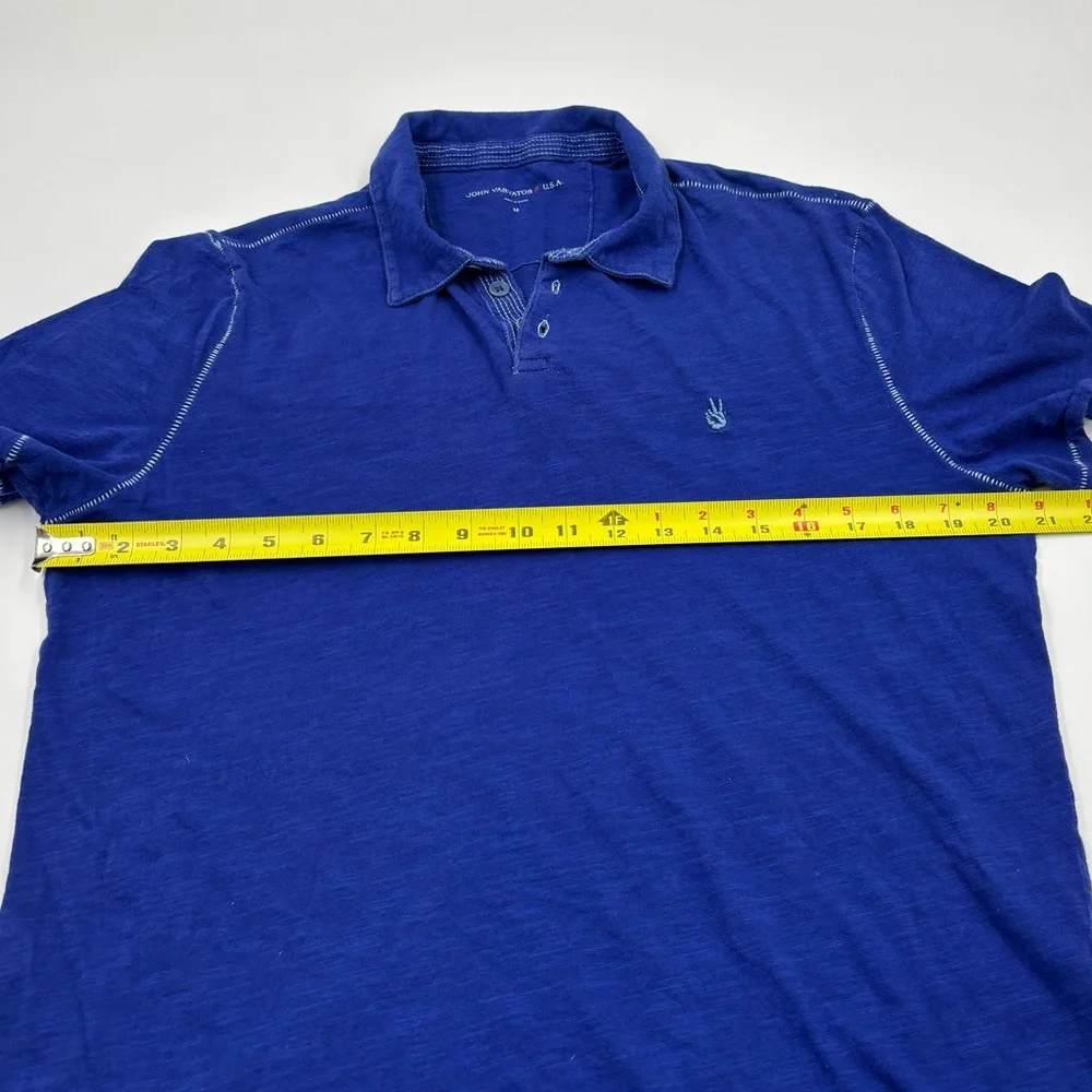 John Varvatos Men's M Blue Peace Short‎ Sleeve Polo